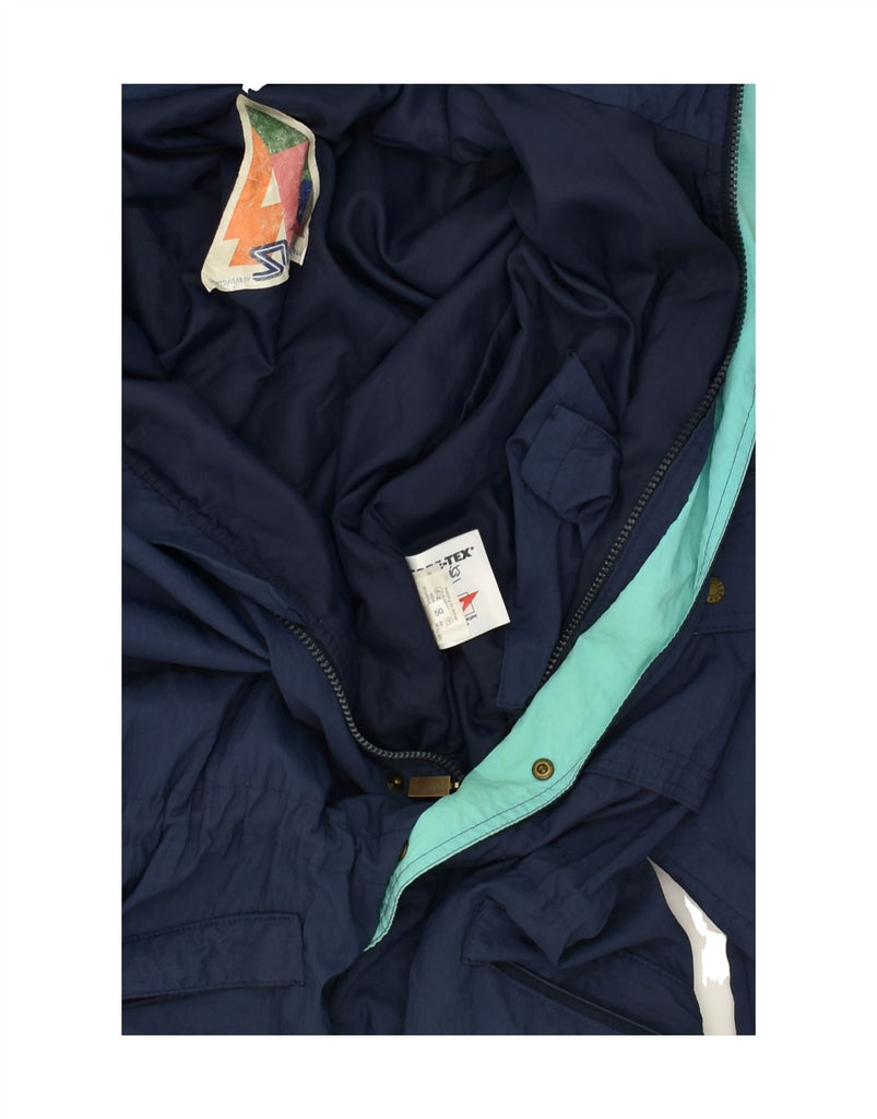 SKILA Mens Hooded Rain Jacket IT 50 Large Navy Blue Polyamide Vintage Skila and Second-Hand Skila from Messina Hembry 