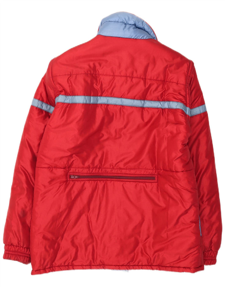 Vintage Womens Hooded Padded Jacket IT 52 2XL Red Colourblock Polyamide