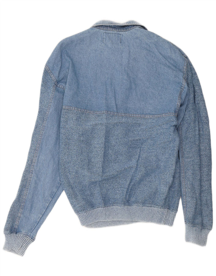 Malagrida Mens Polo Neck Jumper Sweater Medium Blue Cotton