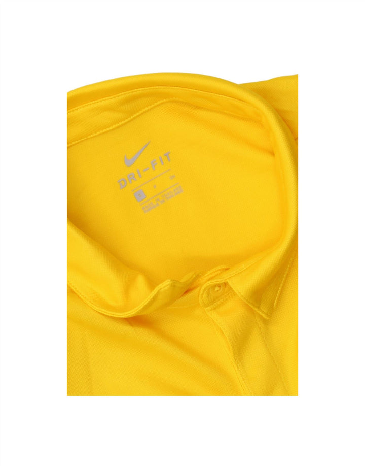 NIKE Mens Dri Fit Polo Shirt Small Yellow Colourblock Polyester