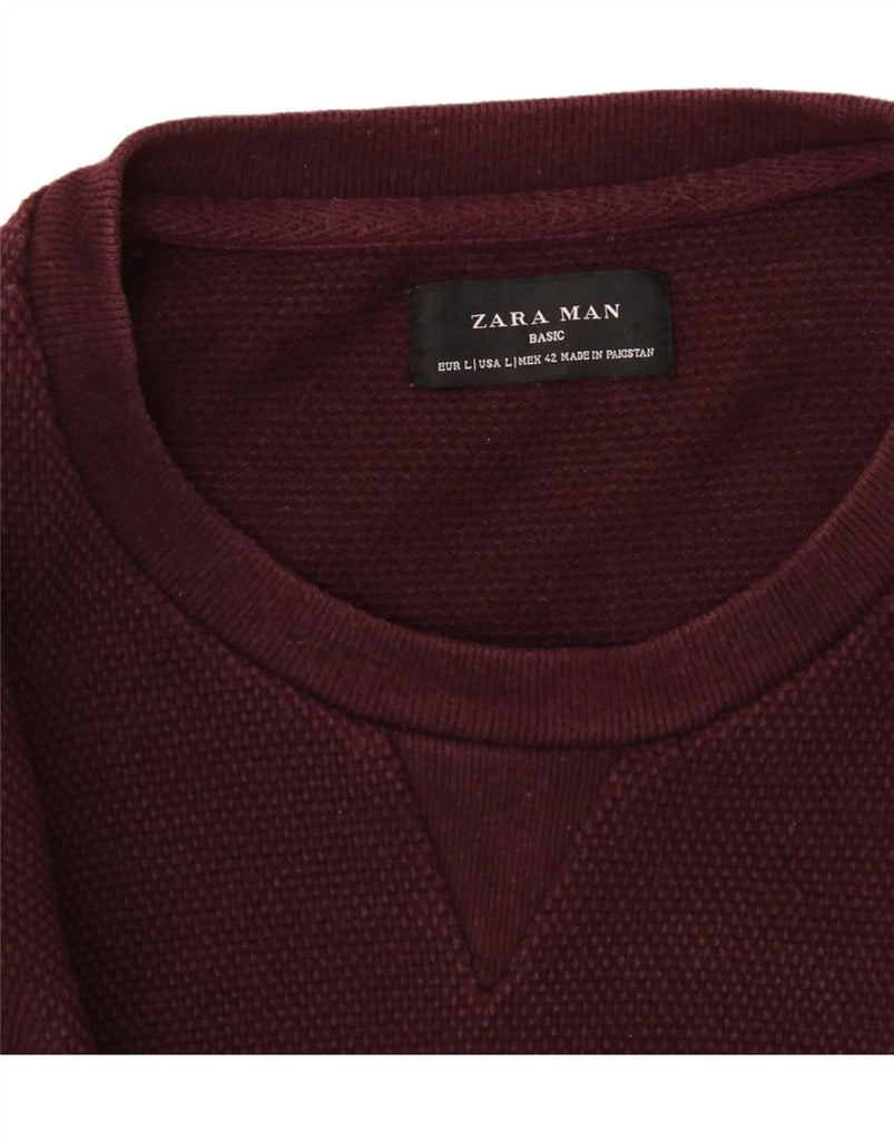 ZARA Mens Sweatshirt Jumper Large Burgundy Vintage Zara and Second-Hand Zara from Messina Hembry 