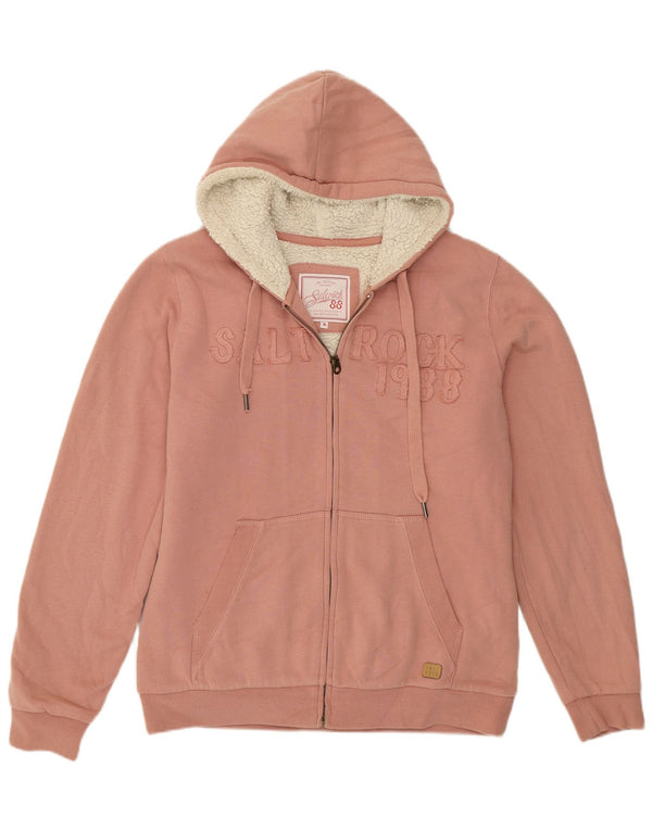 Saltrock Womens Hooded Sherpa Zip Hoodie Sweater UK 14 Large  Pink Cotton