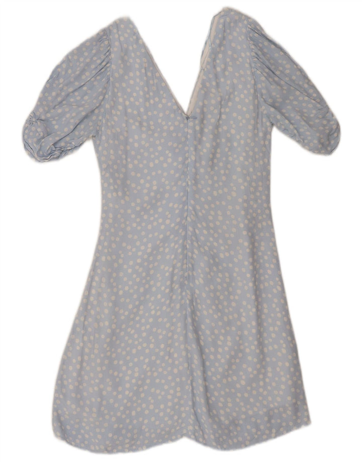 ZARA Womens A-Line Dress UK 8 Small Blue Polka Dot Polyester