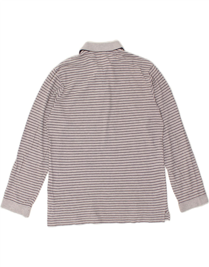 FRED PERRY Boys Long Sleeve Polo Shirt 13-14 Years Grey Striped Cotton | Vintage Fred Perry | Thrift | Second-Hand Fred Perry | Used Clothing | Messina Hembry 