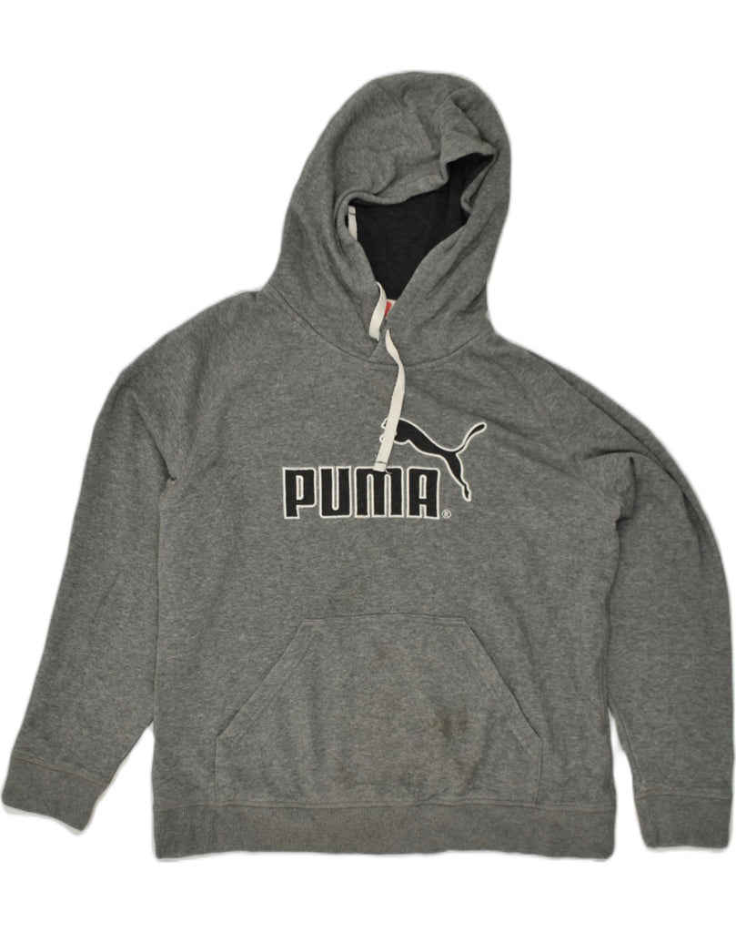 PUMA Womens Graphic Hoodie Jumper UK 14 Large Grey | Vintage Puma | Thrift | Second-Hand Puma | Used Clothing | Messina Hembry 