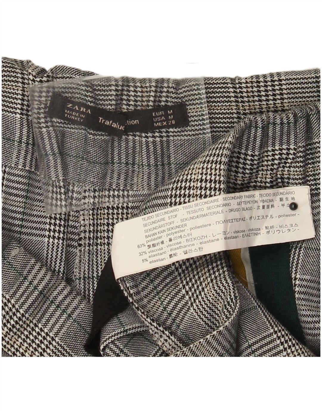 ZARA Womens Straight Casual Trousers Medium W28 L27 Grey Plaid Polyester