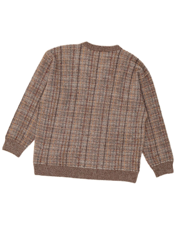 Vintage Mens V-Neck Jumper Sweater IT 54 XL Beige Flecked Alpaca Wool