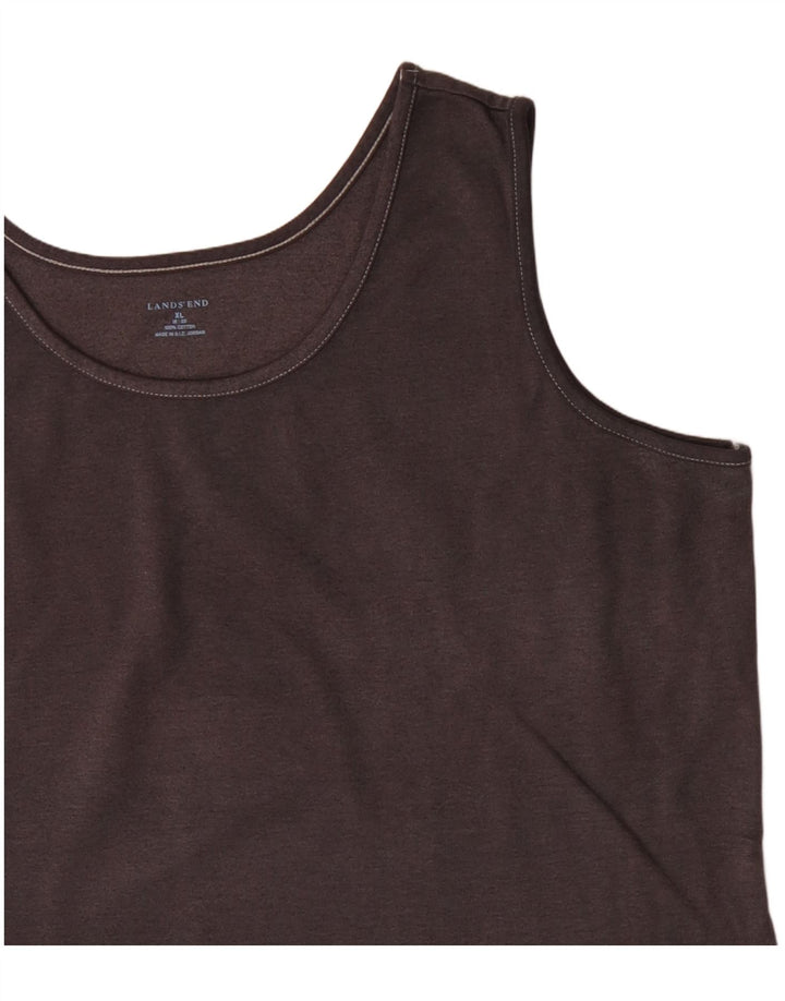 LANDS END Womens Crop Vest Top UK 18 XL Grey Cotton