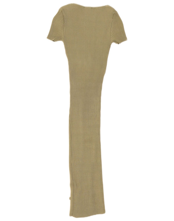 Zara Womens Maxi Dress UK 8 Small Khaki Cotton