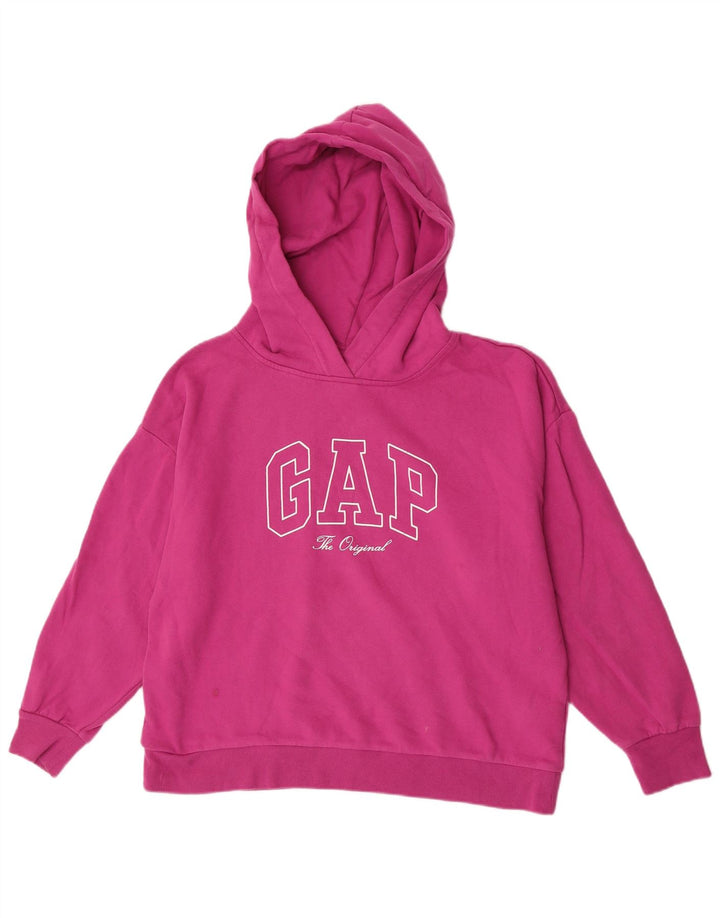 Gap Womens Graphic Oversized Hoodie Jumper UK 14 Medium Pink Cotton