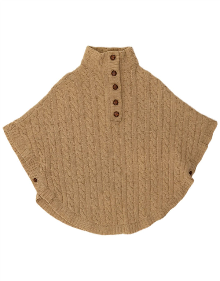 Blarney Womens Poncho Jumper UK 14 Medium Beige Lambswool
