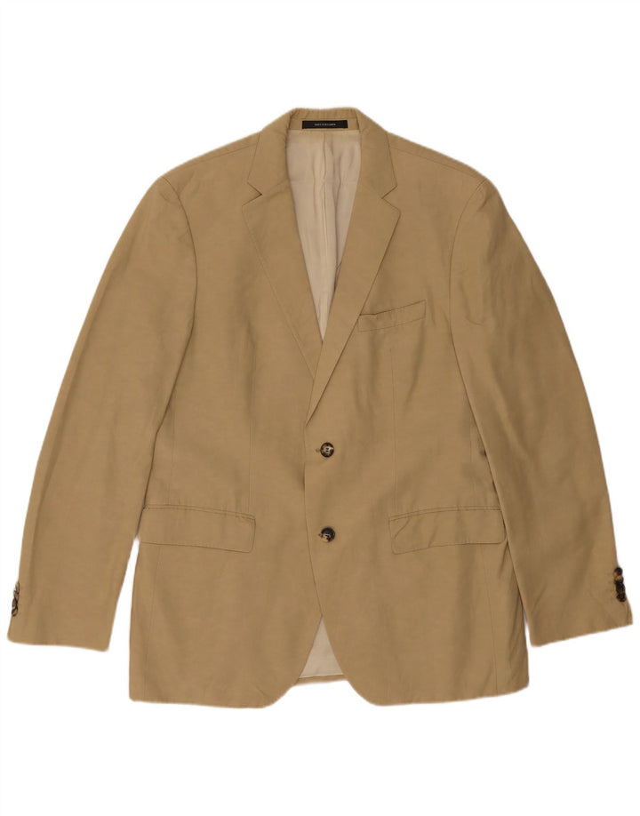 Hugo Boss Mens 2 Button Blazer Jacket UK 50 Large Beige Cotton