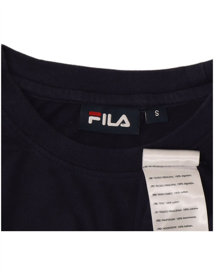 Fila Mens T-Shirt Top Small Navy Blue Colourblock Cotton