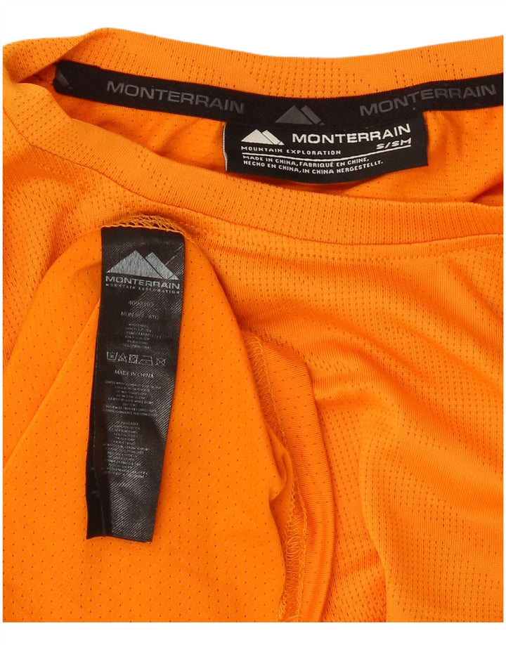 Monterrain Mens T-Shirt Top Small Orange Polyester