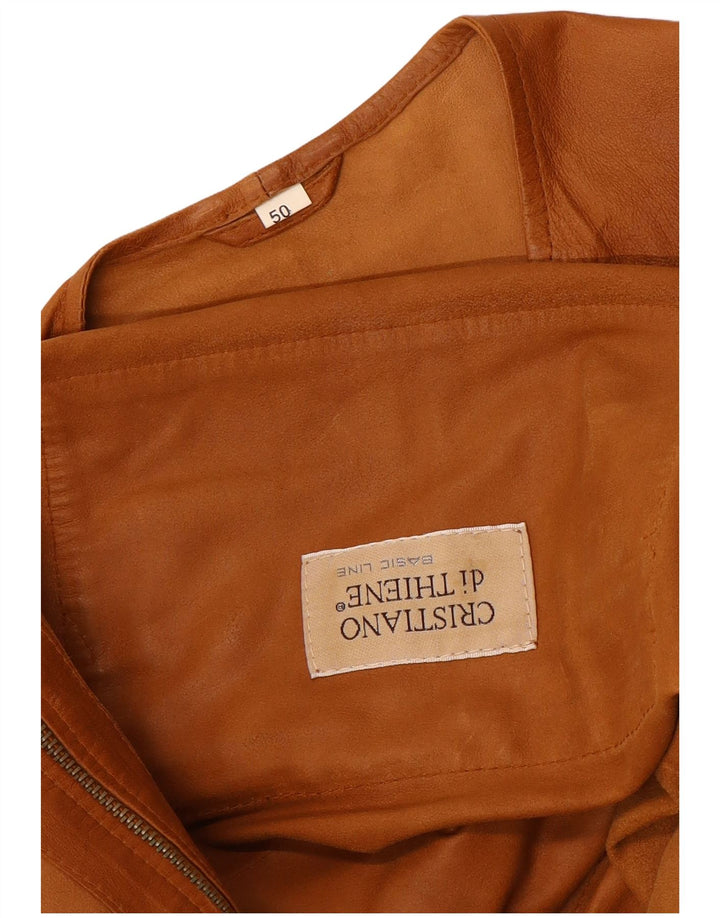 CRISTIANO DI THIENE Mens Leather Utility Gilet IT 50 Large Brown