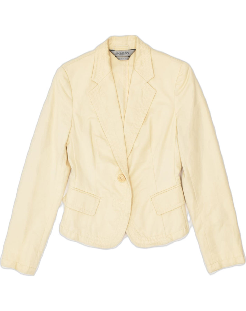SPORTMAX Womens 1 Button Blazer Jacket UK 4 XS Yellow Cotton | Vintage | Thrift | Second-Hand | Used Clothing | Messina Hembry 