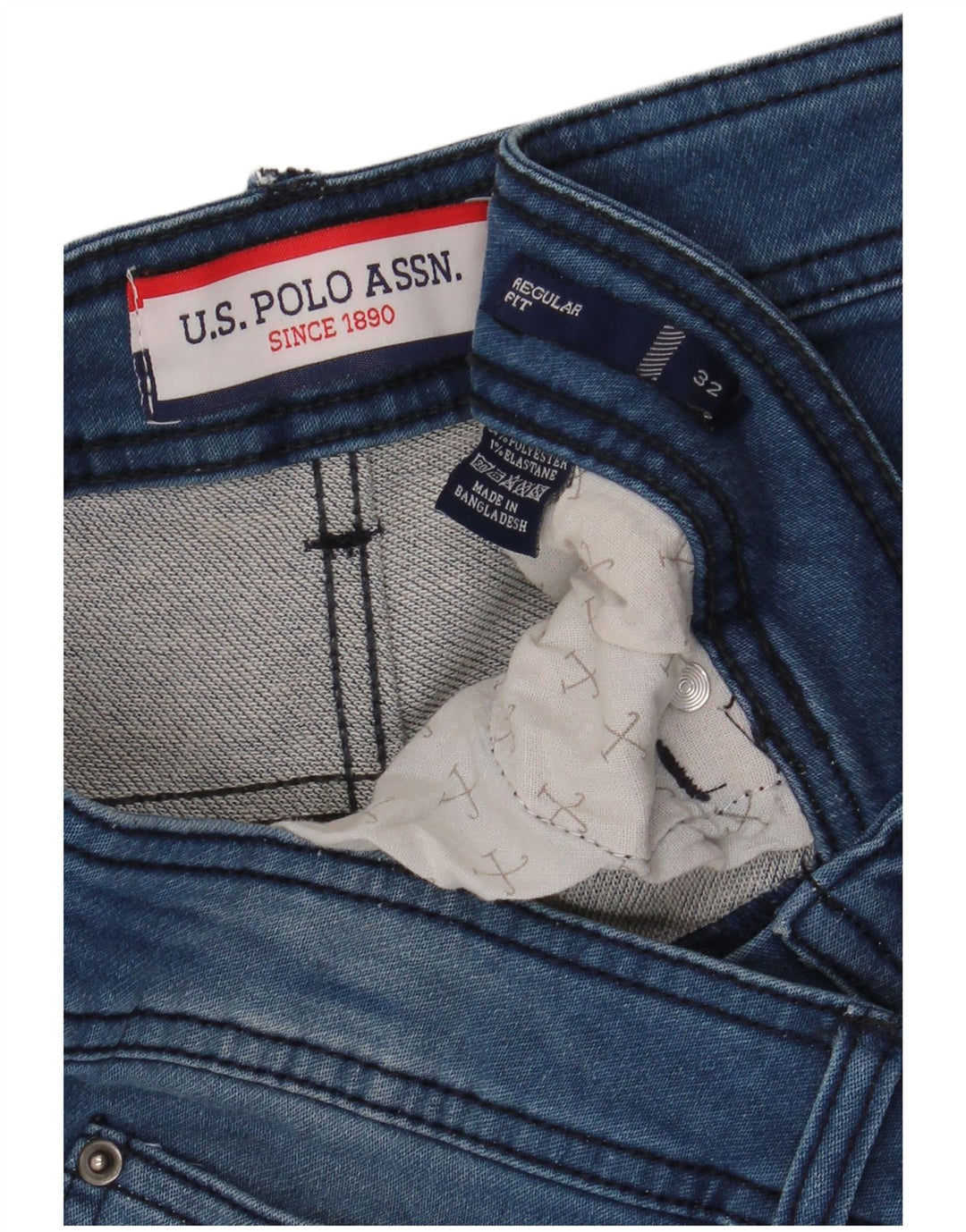U.S. Polo Assn. Mens Regular Fit Denim Shorts W32 Medium Blue Polyester