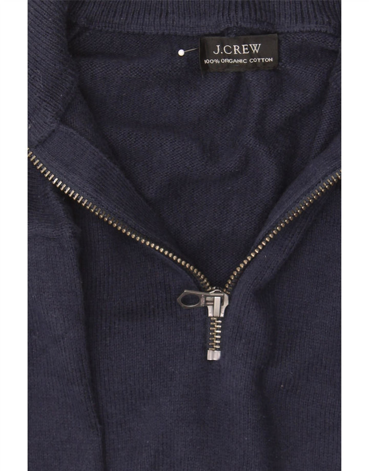 J. CREW Womens Zip Neck Jumper Sweater UK 14 Medium Navy Blue Cotton Vintage J. Crew and Second-Hand J. Crew from Messina Hembry 