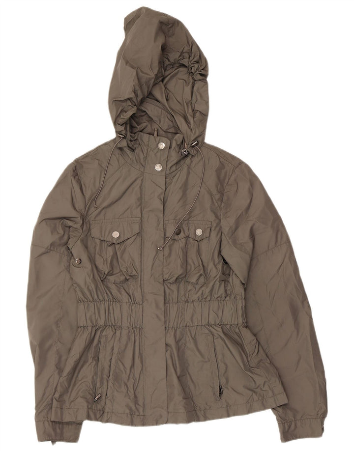 Zara Womens Hooded Utility Jacket UK 12 Medium Khaki Polyester