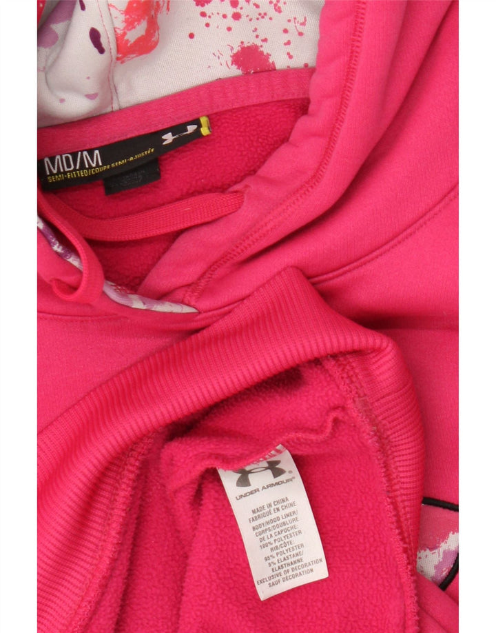 Under Armour Womens Graphic Hoodie Jumper UK 14 Medium Pink Polyester