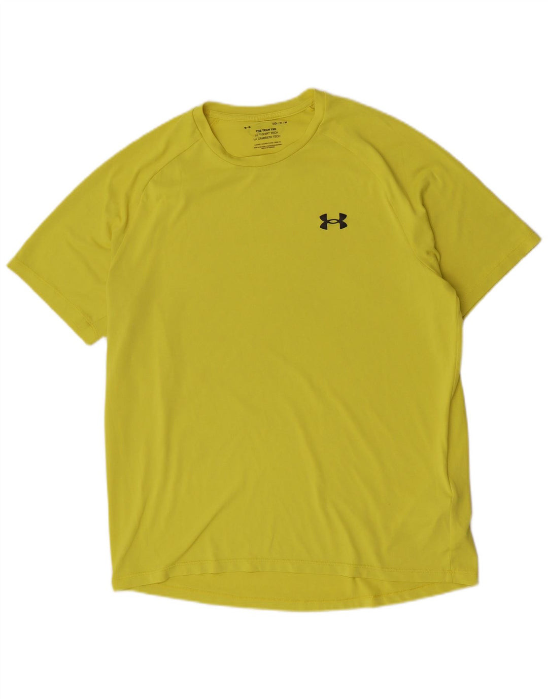 Under Armour Mens Short Sleeve Regular T-Shirt Top Medium Yellow Polyester