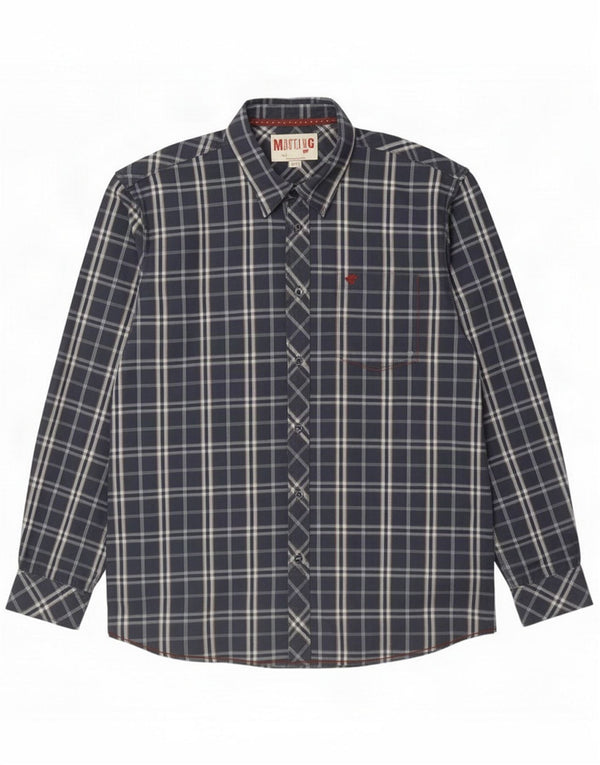 Mustang Mens Shirt 2XL Blue Plaid Cotton