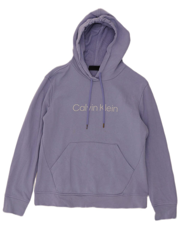 Calvin Klein Womens Graphic Hoodie Jumper UK 14 Medium Purple