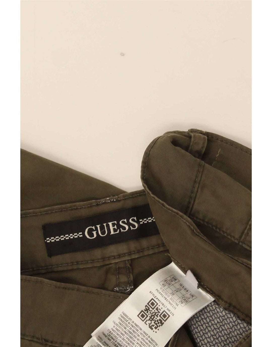 Guess Mens Joggers Cargo Trousers W29 L29 Khaki Cotton