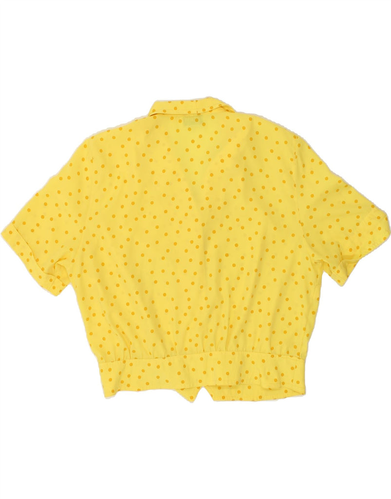 ICAM Womens Short Sleeve Shirt Blouse IT 52 2XL Yellow Polka Dot Polyester | Vintage Icam | Thrift | Second-Hand Icam | Used Clothing | Messina Hembry 