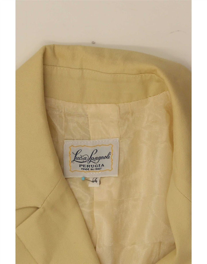 Luisa Spagnoli Womens 3 Button Blazer Jacket IT 44 Medium Yellow Cotton