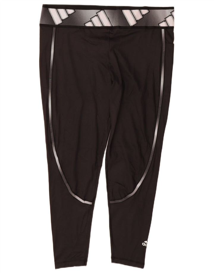 Adidas Womens Graphic Leggings UK 24/26 2XL  Black Polyester