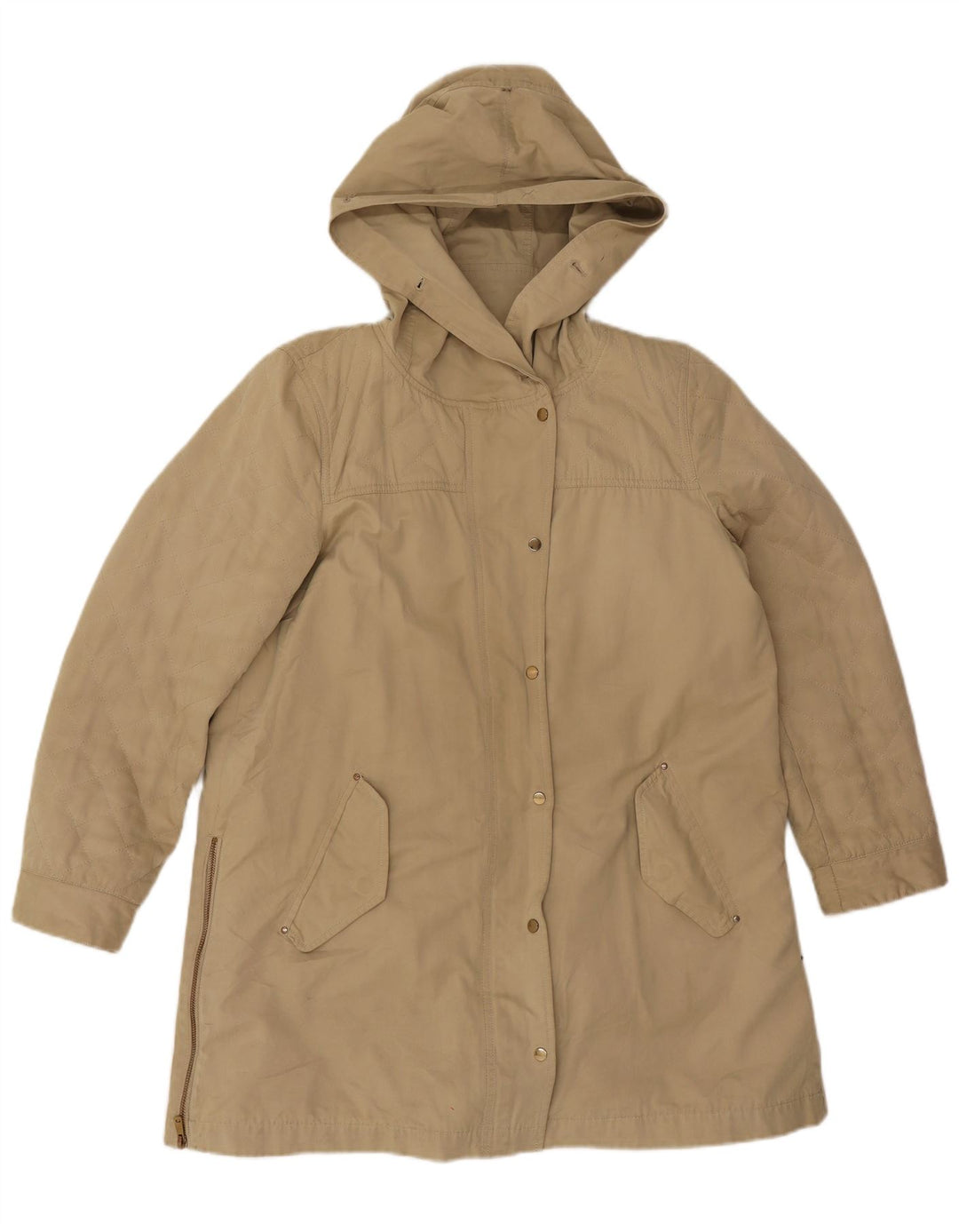 Zara Womens Hooded Parka Jacket UK 16 Large Beige
