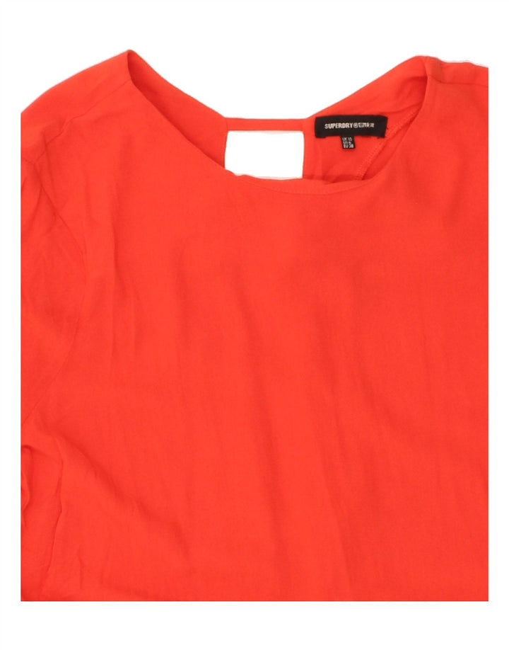 SUPERDRY Womens Long Sleeve Maxi Basic Dress UK 10 Small  Orange Viscose Vintage Superdry and Second-Hand Superdry from Messina Hembry 
