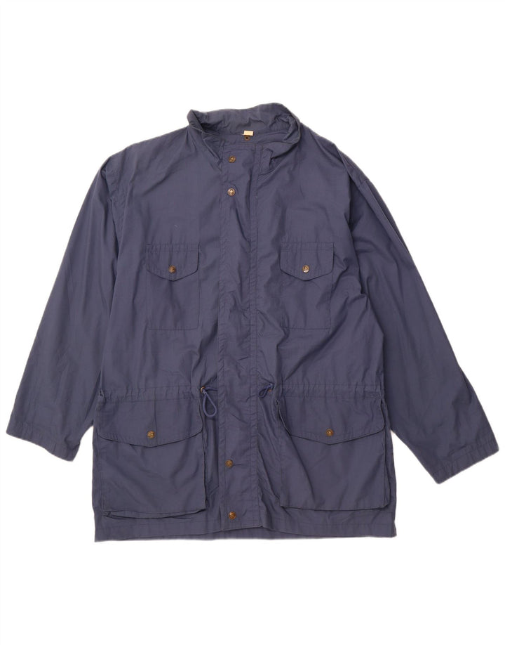 VINTAGE Mens Utility Jacket IT 52/54 XL Navy Blue Polyester
