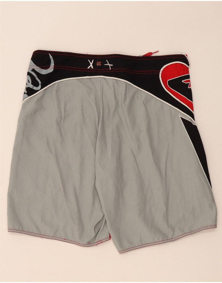 QUIKSILVER Mens Graphic Swimming Shorts Large Red Colourblock Polyester