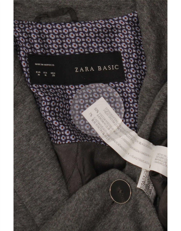 Zara Womens 1 Button Blazer Jacket UK 12 Medium Grey Viscose