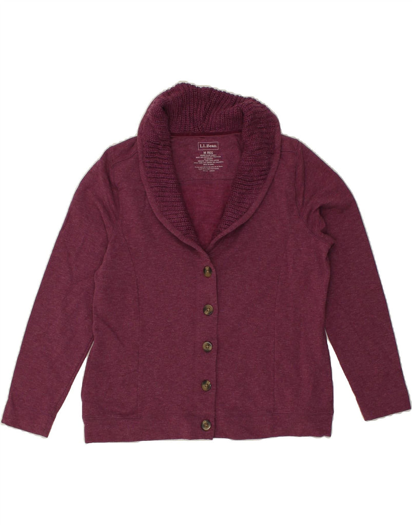 L.L.BEAN Womens Cardigan Sweater UK 14 Medium Burgundy Cotton | Vintage L.L.Bean | Thrift | Second-Hand L.L.Bean | Used Clothing | Messina Hembry 