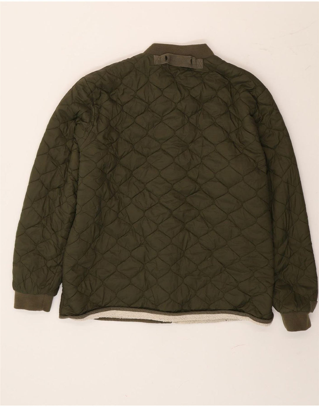 Jack Wills Womens Sherpa Quilted Jacket UK 14 Large Green Polyamide