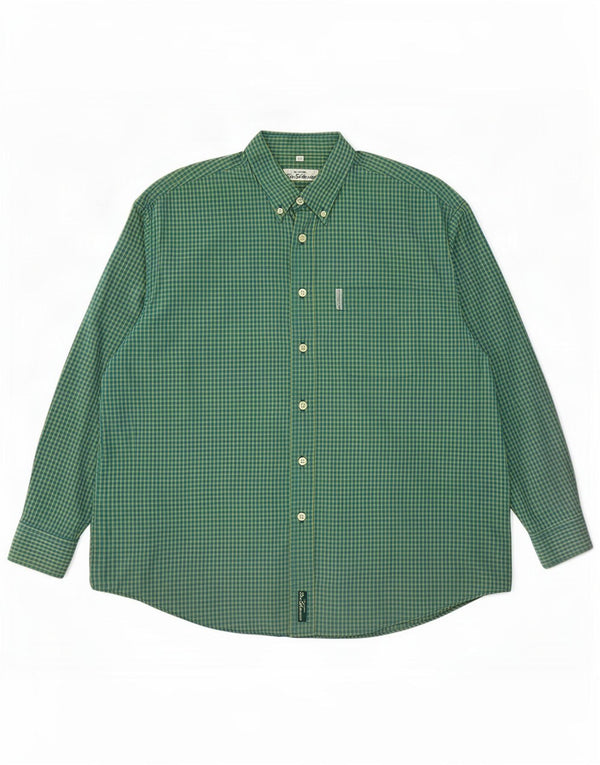 Ben Sherman Mens Shirt 4XL Green Gingham