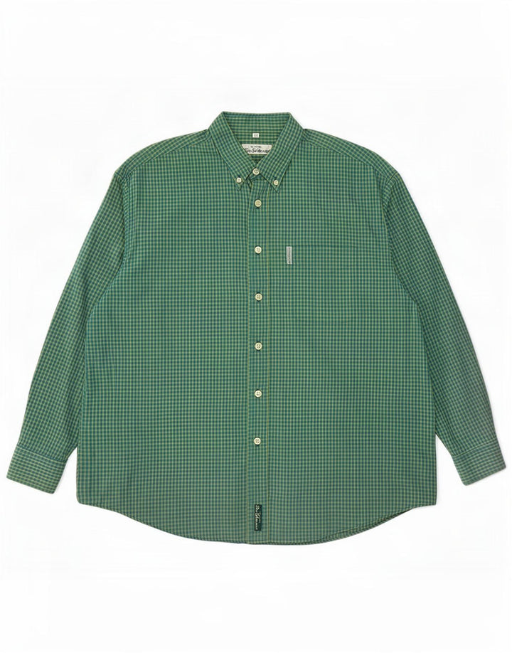 Ben Sherman Mens Shirt 4XL Green Gingham