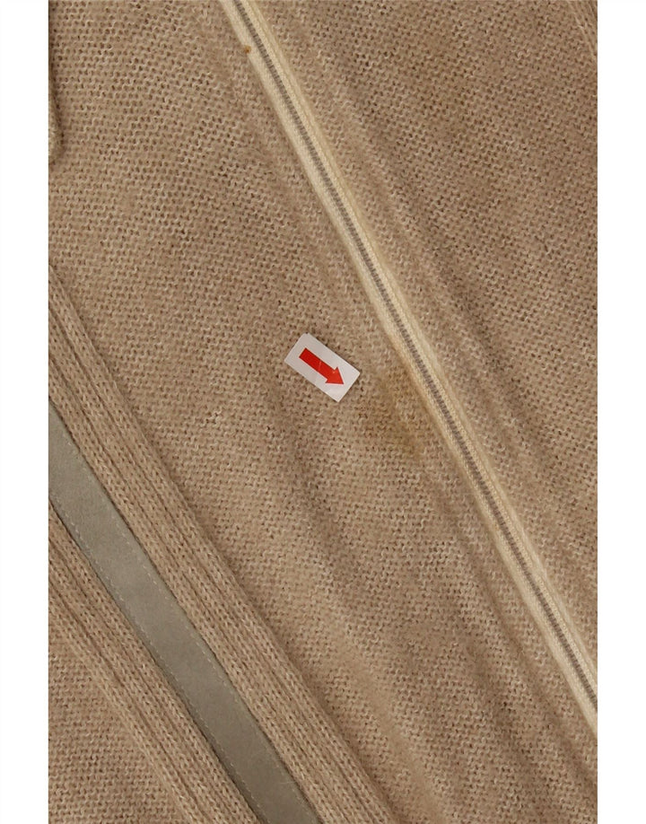 Vintage Womens Crop Cardigan Sweater UK 12 Medium Beige Alpaca Wool