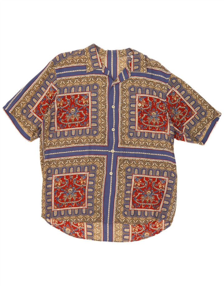 Vintage Mens Short Sleeve Shirt Large Multicoloured Patchwork