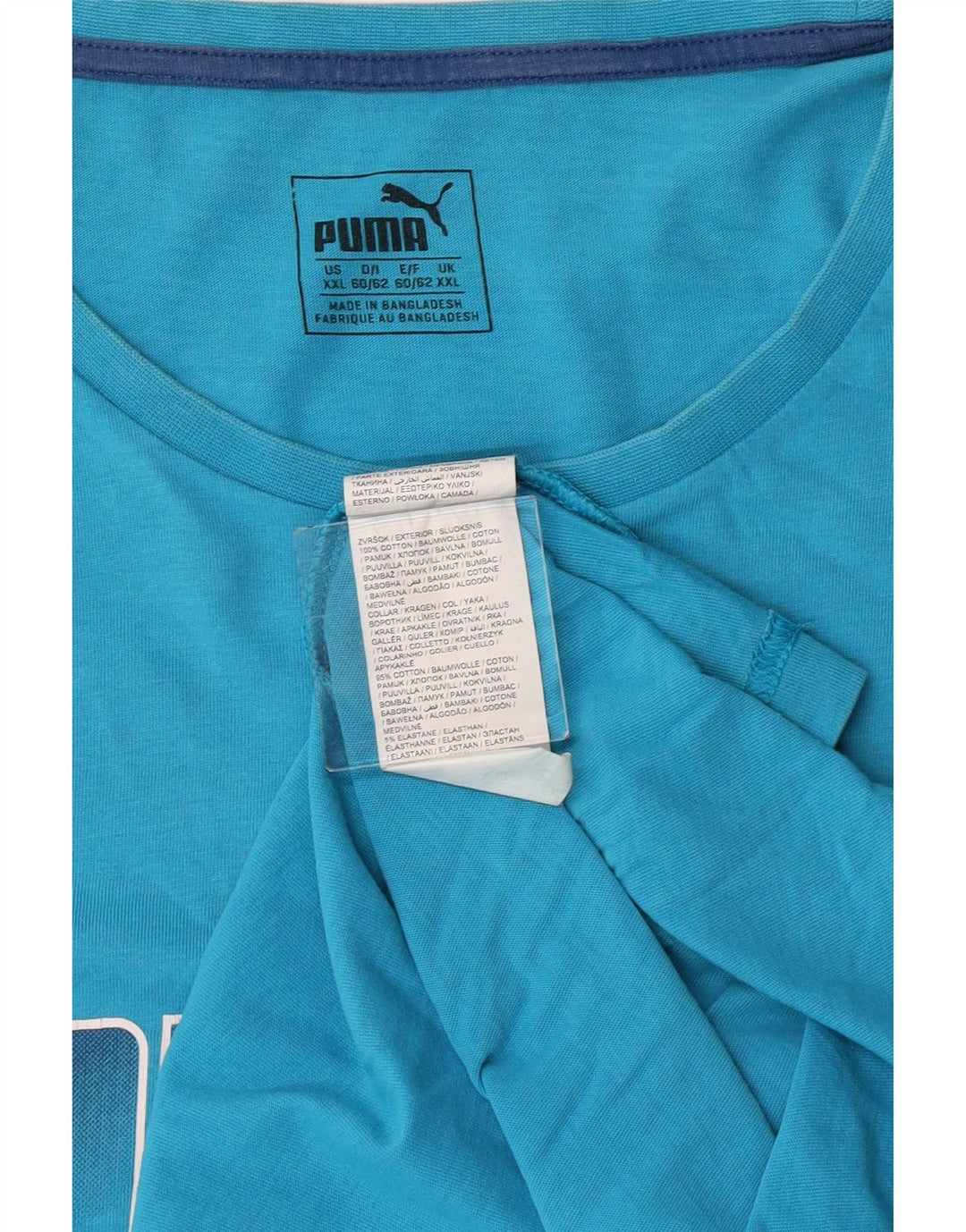 Puma Mens Graphic T-Shirt Top 2XL Blue Cotton