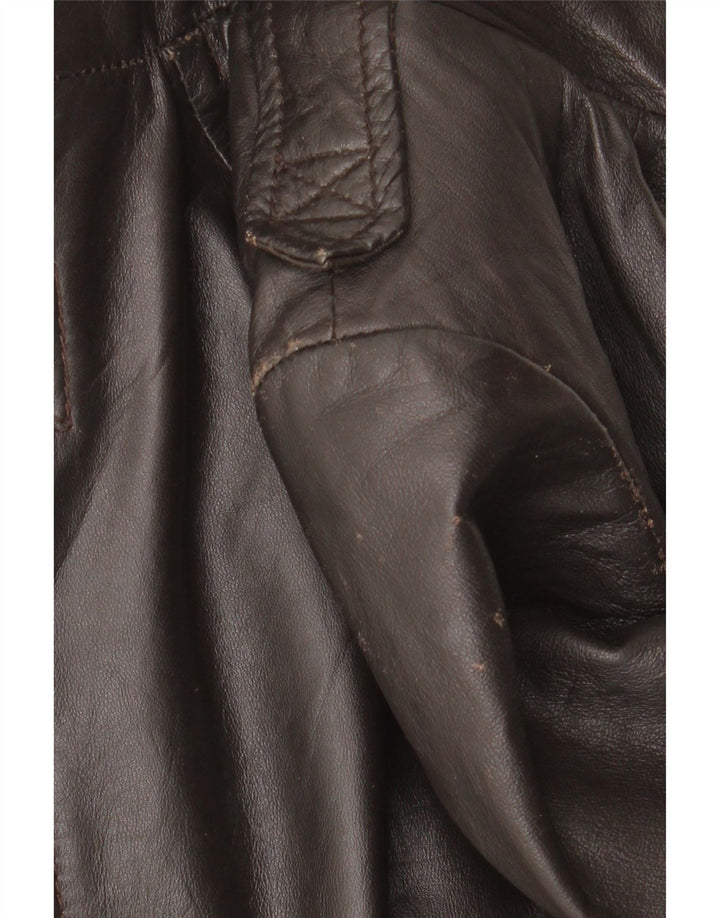Zara Womens Leather Jacket UK 10 Small Brown Leather