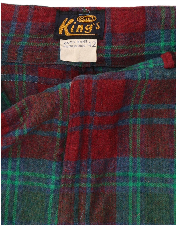 Vintage Womens Cargo Skirt IT 42 Medium W28  Red Check Wool