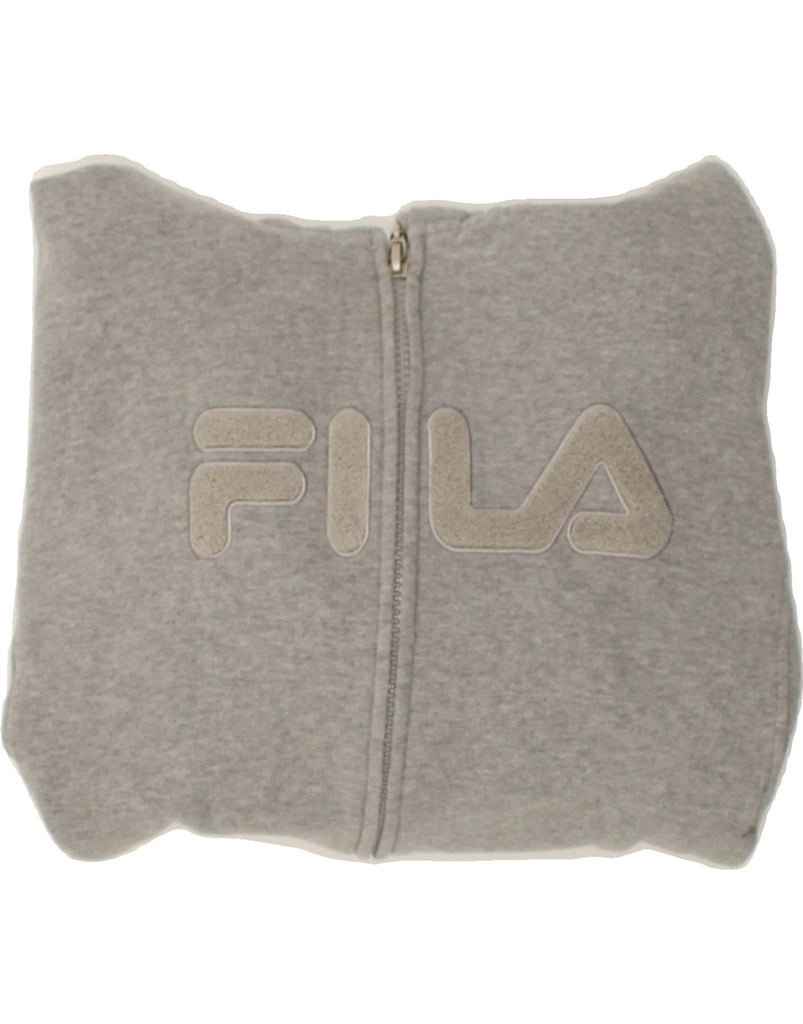 FILA Womens Graphic Zip Hoodie Sweater UK 16 Large Grey Cotton | Vintage Fila | Thrift | Second-Hand Fila | Used Clothing | Messina Hembry 