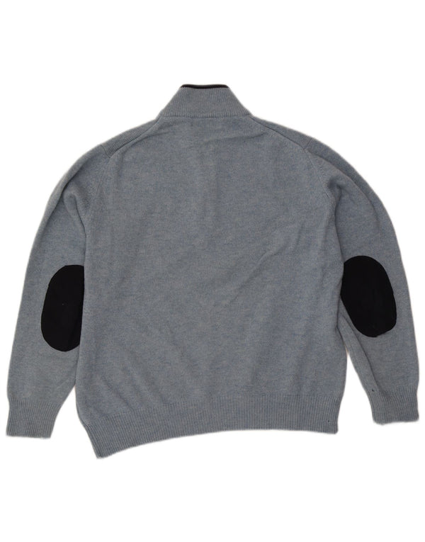 Fred Perry Mens Zip Neck Jumper Sweater Medium Blue Wool