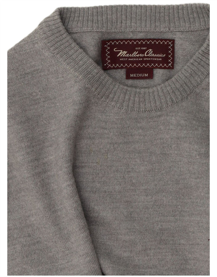 Marlboro Classics Mens Crew Neck Jumper Sweater Medium Grey