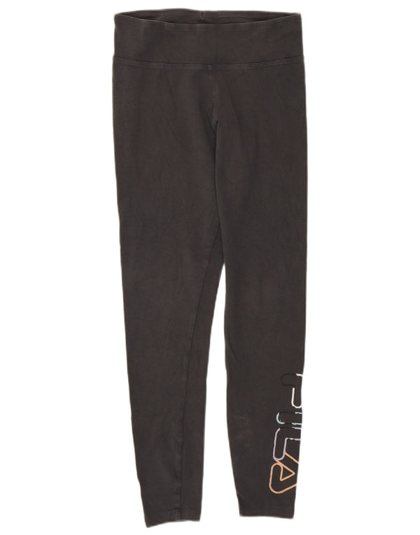 Fila Womens Graphic Leggings UK 10 Small Grey Cotton