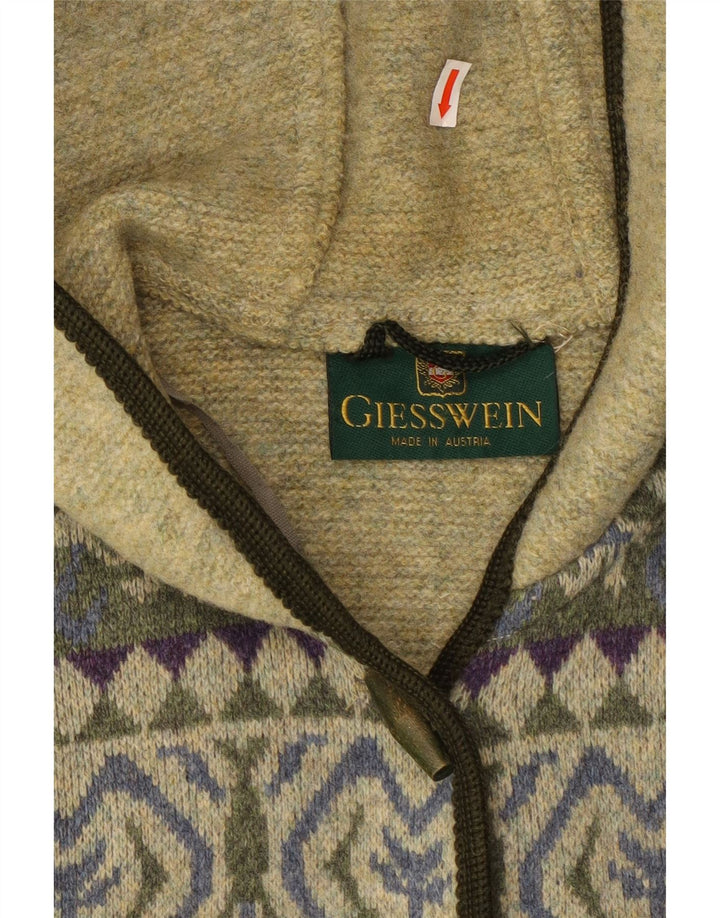 GIESSWEIN Womens Hooded Cardigan Sweater UK 14 Large  Green Fair Isle